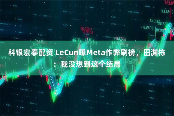 科银宏泰配资 LeCun曝Meta作弊刷榜，田渊栋：我没想到这个结局